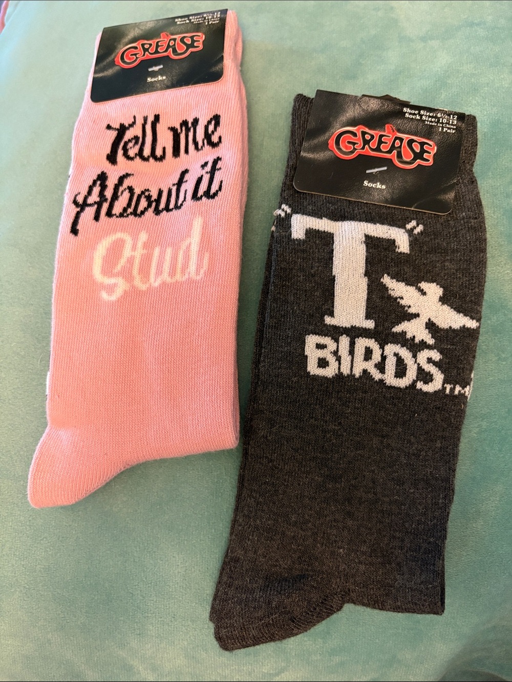 NEW 2 Pairs Licensed Socks from Paramount Pictures Movie Grease: Pink and Gray